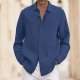 Men's Solid Color Casual Shirt Long Sleeve Loose Fit Linen Blend with Pockets Christmas Vest Men