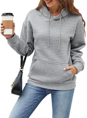 Sweatshirt for Women Fall Fashion Waffle Hoodies Warm Clothes Pullover Lightweight Shirts Comfy Winter Clothes