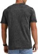 Mens Distressed Cotton Shirts Vintage Longline Crew Neck T-Shirt