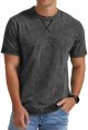 Mens Distressed Cotton Shirts Vintage Longline Crew Neck T-Shirt