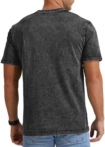 Mens Distressed Cotton Shirts Vintage Longline Crew Neck T-Shirt