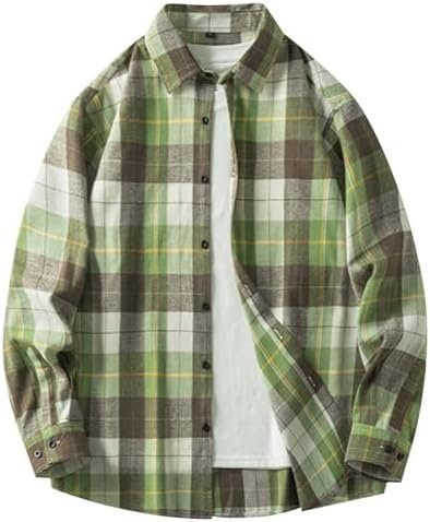 Fashion Loose Men's Long Sleeved Plaid Shirt Mens Large Long Sleeve