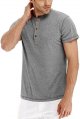 Men's Fashion Casual Front Placket Short Sleeve T-Shirts Cotton Shirts