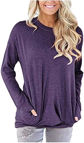 Women's Casual Loose Fit Tunic Tops Long Sleeve Comfy Sweatshirts Pullover T-Shirts Blouses