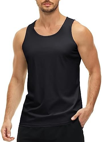 Men's UPF 50+ Tank Top Quick Dry Summer Workout Muscle Sleeveless Shirts for Swim Beach Bodybuilding