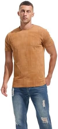 Men's Light Weight T-Shirts - Elastic Cotton Crew Neck Tees S-3XL