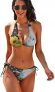 Bikini Girlfriend Sexy Flag Farm Sunflower Tops Bottoms Bathing Suit Sea Adjustable Strap Halter Triangle Tie