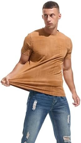 Men's Light Weight T-Shirts - Elastic Cotton Crew Neck Tees S-3XL